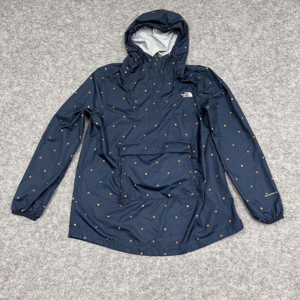 The North Face WindWall Jacket Womens S Blue Floral Hooded Fanorak Anorak